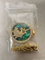 Front view sealed bag showing pendant and chain