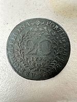 Reverse view showing denomination 20 and date 1795 within wreath