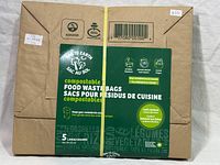 Front view of sealed pack showing brand and compostable food waste bag labeling