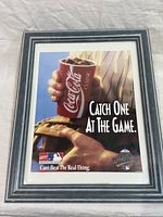 Full view of framed Coca-Cola Classic 1992 World Series advertisement