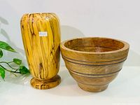 Vase and bowl side by side showing overall shape and grain