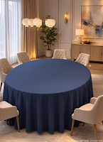Tablecloth displayed on round dining table