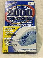 Front of sealed 2000 Flushes Blue plus Detergents package