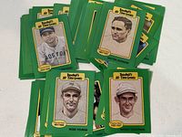 Fronts of multiple green-border cards, including Walter Johnson, Ross Youngs, Mickey Cochrane
