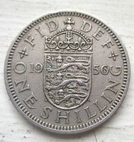 Reverse side of 1956 1 shilling showing crowned Scottish shield and legends