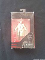 Front of sealed Star Wars The Black Series Han Solo figure showing window box and character portrait