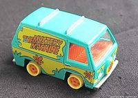 Front left view of die-cast Mystery Machine van