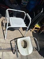 Commode chair frame and separate raised toilet seat