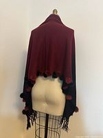 Full back view showing ombré color and pom-pom edge