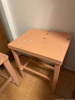 Overall view of peach painted wooden table