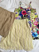 Overall view of dress and two skirts