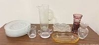 All ten glassware pieces displayed on table