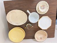 Top view of all serveware pieces on table