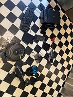 Full lot overview showing all electronics on floor