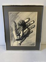 Entire framed art print with matting and frame visible