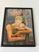 Framed oil painting front view showing entire composition