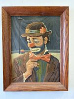Full view of framed clown paint-by-numbers painting