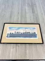 Full view of framed artwork on floor