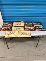 Overview of all ten placemats on table