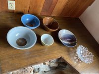 All six bowls arranged on countertop