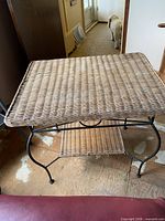 Top view showing wicker tabletop surface