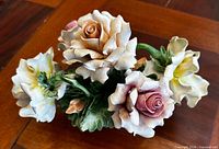 Top view of porcelain floral arrangement