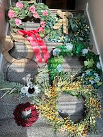 All eight wreaths arranged on staircase
