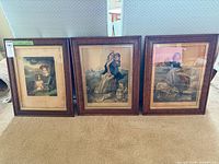 All three framed prints side by side showing subjects and frames