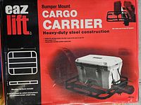 Front of Eaz-Lift cargo carrier box showing product image and specifications