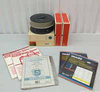 Full lot with Kodak slide trays, boxed trays, Vue-All, Nations and Image slide page packs
