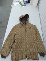 Front view of hooded wool jacket