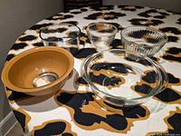 All five glass bowls grouped on table