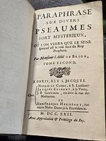 Title page showing full French title, author, printer, and 1722 date