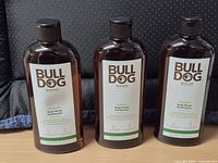 Front view of the three Bulldog Original Body Wash bottles