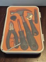 Closed IKEA FIXA toolbox showing tools through clear lid