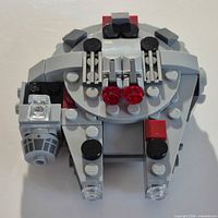 Top view of assembled Millennium Falcon microfighter showing missing sections