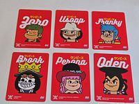 Six Jolly Beast One Piece cards laid out showing Zoro, Usopp, Franky, Brook, Perona, Oden