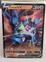 Front of Lucario V card showing artwork, stats, set number 146/264