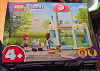 Front of sealed LEGO Friends Pet Clinic box showing set details