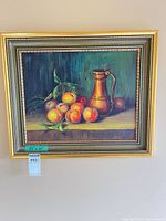 Front view of framed oil painting with subject visible