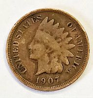 Obverse of 1907 Indian Head cent