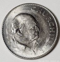 Reverse side with Churchill portrait and inscription