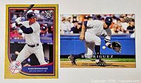 Both Alex Rodriguez baseball cards side by side