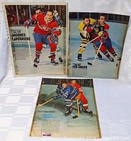 Overall view of the three hockey magazine pages