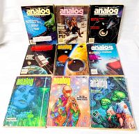 All nine Analog magazines arranged in three-by-three grid, showing cover art and titles