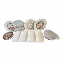 Front view of all dinnerware pieces arranged together