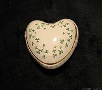 Top view showing shamrock pattern and gold trim