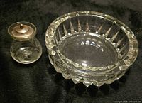 Crystal bowl and etched jar side by side showing size and design details
