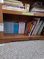 Shelf showing Hardy Boys set, Little House books, Disney Princess box set and assorted titles