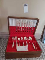 Open canteen showing all visible flatware pieces and interior layout